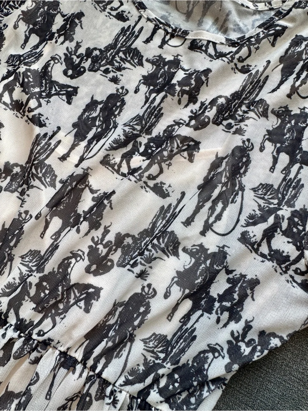 2 Fly Co Cowboy Western Print Mesh Dress NWT - Picture 3 of 11